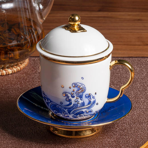 永丰源 先生瓷海上明珠四件套陶瓷茶杯套装茶水分离办公杯主人杯 商品图4