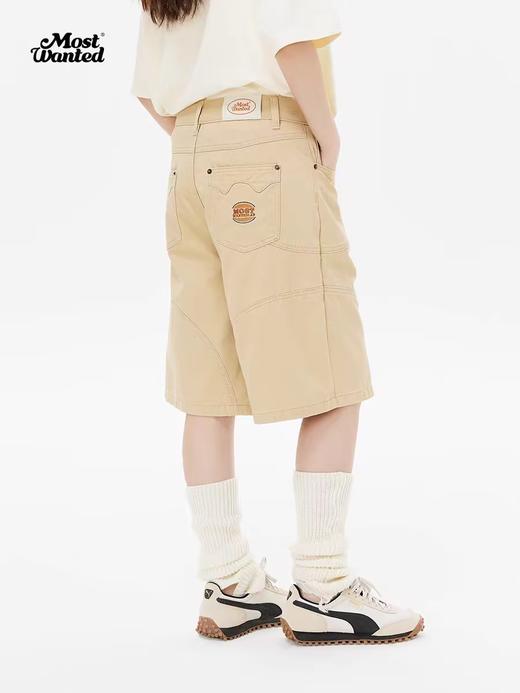 mostwantedlab彩虹/M2412126/汉堡刺绣弧形分割5分裤新款夏季纯棉宽松短裤男 商品图3