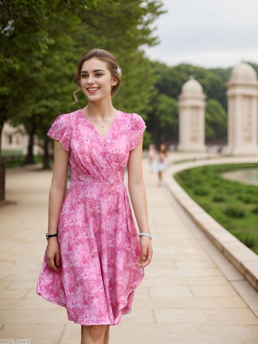 斜超领单侧荷叶中长连衣裙 商品图1