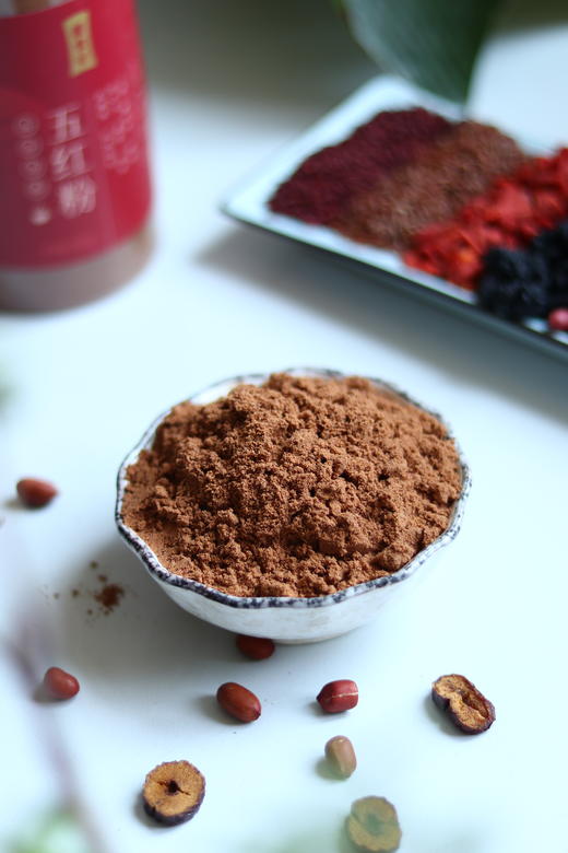 升级五红粉 不加红糖 五红汤 免煮 早餐代餐 三蒸三晒红枣 红衣花生红豆红米枸杞桑葚 红曲 450克 商品图8