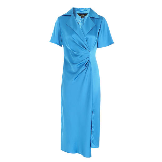 EITIE爱特爱夏季新款气质优雅翻领显瘦裙摆开叉连衣裙7407161 商品图5