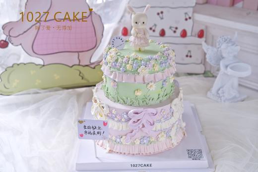 1027CAKE | 双层小兔子 翻糖装饰 森系手绘 商品图4