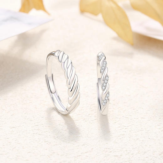 【爱意缠绵】S925银麻花情侣戒指【JHY-C000747B】 商品图1