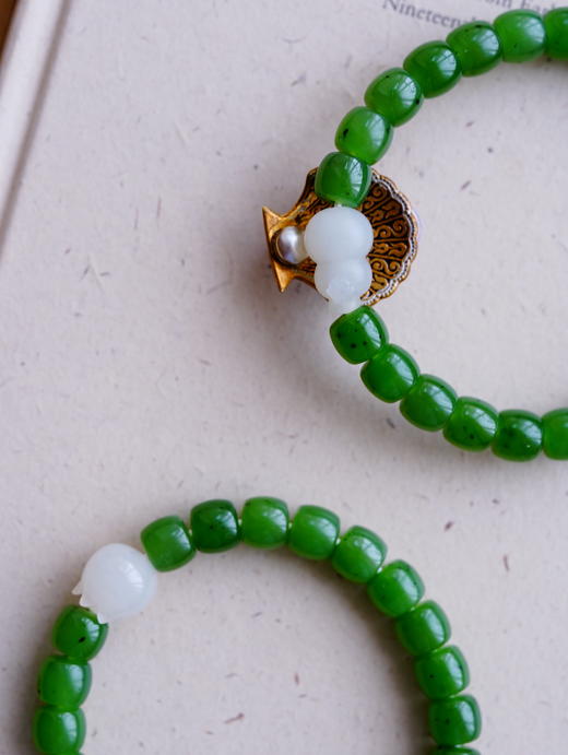 绿一样自由 · 青萝·和田碧玉籽料手串【 嘉石285】 商品图8