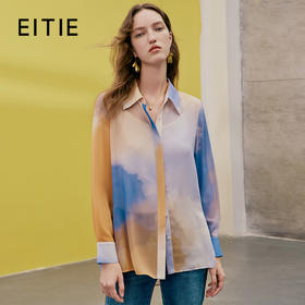 EITIE爱特爱夏季新款时尚个性扎染撞色印花衬衫上衣女7409112