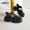 Safiya/索菲娅 2023夏季新潮三角标镂空编织锯齿厚底罗马凉鞋 SF32115010 商品缩略图4