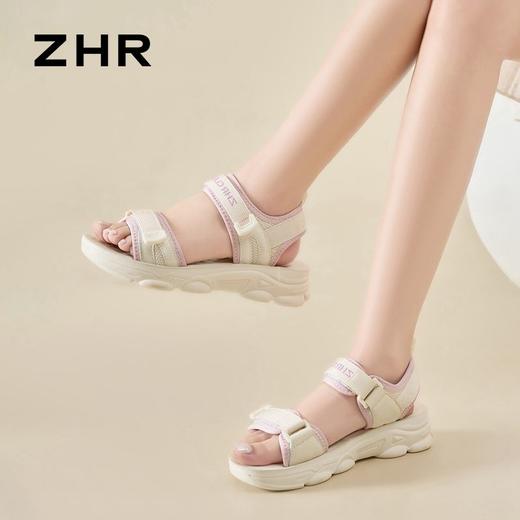 ZHR则则魔术贴运动凉鞋女2024夏季新款休闲百搭松糕厚底沙滩鞋女 商品图8