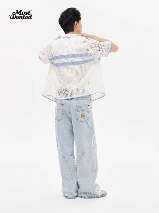 mostwantedlab彩虹/M2412171/夏威夷镂空拼色薄款短袖衬衫夏新款针织开衫男 商品图2