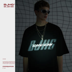 BJHG不计后果 重磅纯棉运动短袖男夏季潮牌反光t恤宽松情侣上衣女