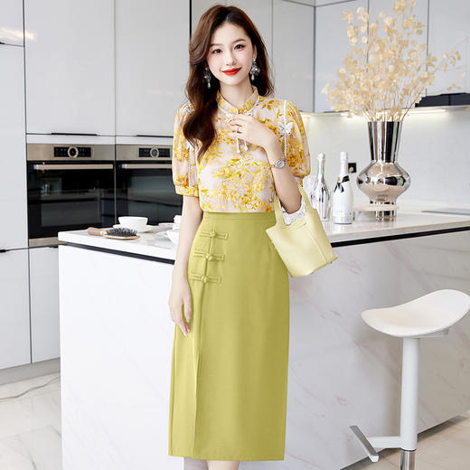 新中式国风轻熟时尚碎花两件套装SSQJRA622-6 商品图2