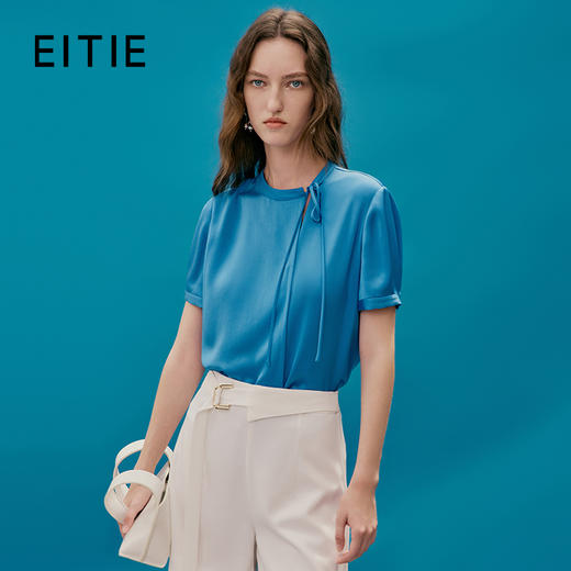 EITIE爱特爱夏季新款温柔百搭显瘦飘带小上衣7413118 商品图0