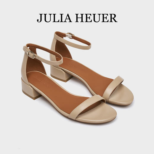Julia Heuer 简约清凉一字带粗跟凉鞋 商品图1