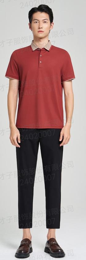 才子男装2024夏款撞色休闲百搭短T