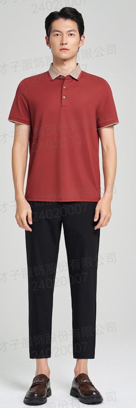 才子男装2024夏款撞色休闲百搭短T 商品图0