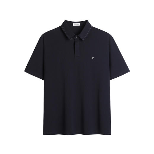 HIM漢崇  日常商务休闲反领T恤简约撞色小绣花短袖上衣 2025春夏 商品图4