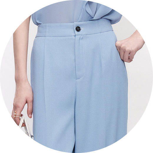 HJ2L36_窃蓝色_裤子_夏季_休闲垂感肌理高腰阔腿显瘦百搭长裤_高级女装_BERNIEELEN 伯妮斯茵 商品图10