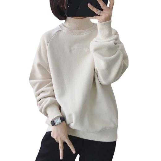 加绒加厚高领卫衣女春秋新款ins厚款刺绣外套宽松百搭上衣女CN279DJ99 商品图4