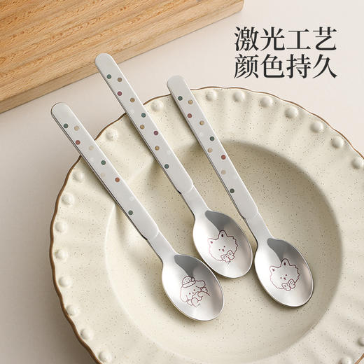 FaSoLa不锈钢餐勺高颜值家用长柄加厚成人调羹汤匙儿童吃饭勺子 商品图2