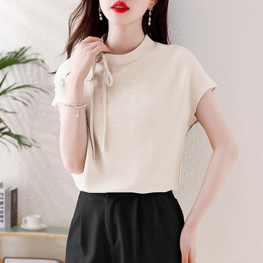 薄荷曼波新中式，亚麻短袖衬衫KQL-A77N8761 商品图3