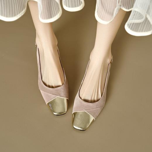 【预售5天】精致法式包头凉鞋，粗跟方头羊皮中跟拼色玛丽珍鞋CFE&3836 商品图2