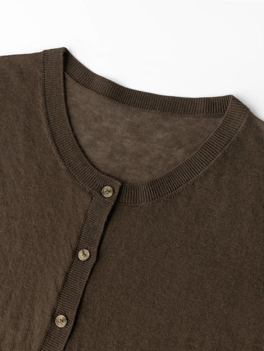 COCO ZONE”100水溶羊毛“藏不住一点圆领针织开衫单排扣短袖上衣CC2B1127 商品图4