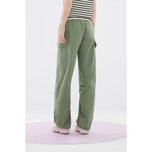 【严选】诗凡黎绿色工装风束脚休闲裤2024夏新款薄荷曼波宽松设计感长裤女SF6350611 商品图4