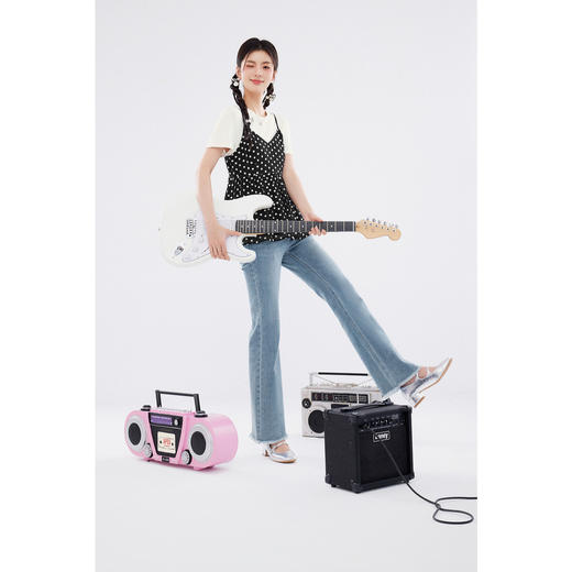 【严选】诗凡黎黑色v领绣花雪纺吊带2024年夏新款法式高级叠穿上衣女SF6320941 商品图1