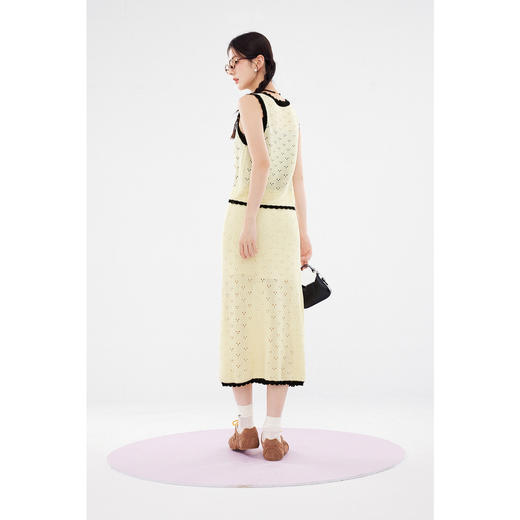 【严选】诗凡黎撞色手工编织花朵针织背心2024夏新款轻熟风流行漂亮套装女SF6330931 商品图4