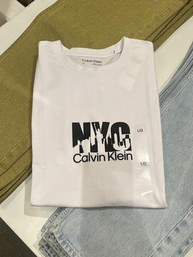 Calvin Klein/CK 男士圆领创意印花纯棉透气舒适休闲短袖T恤
