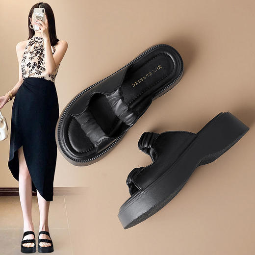 ZHR拖鞋女夏季外穿2024新款厚底配裙子松糕运动沙滩一脚蹬凉拖鞋 商品图1