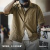 马登工装美式休闲褶皱肌理感短袖衬衫梭织提花宽松古巴领衬衣男夏 商品缩略图3
