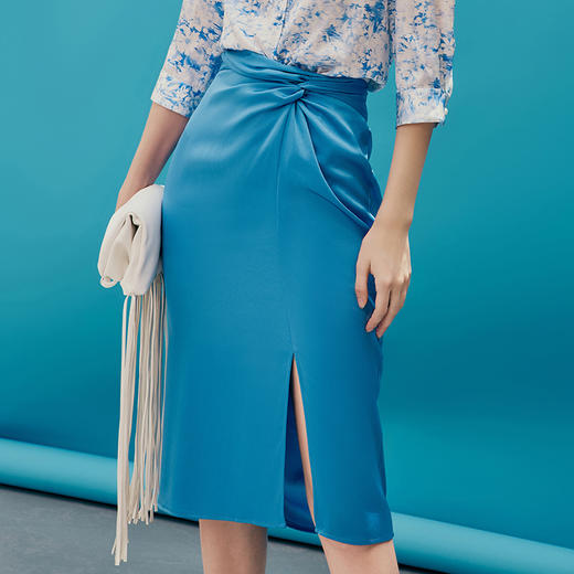 EITIE爱特爱夏季新款时尚气质显瘦高腰开叉半身裙7406109 商品图2
