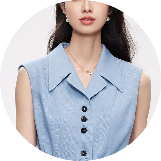 HJ2H01_窃蓝色_背心_夏季_西装领无袖收腰系带显瘦不对称下摆通勤气质马甲上衣_高级女装_BERNIEELEN 伯妮斯茵 商品图10