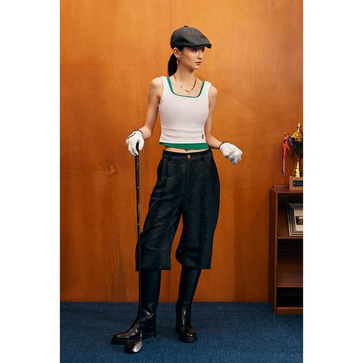 GOODBAI 白鸽绣标双层假两件紧身露背圆领背心 商品图0