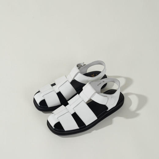 绽放IS081朵/白色包头凉鞋女夏季2024新款厚底简约罗马鞋平底单鞋 商品图2