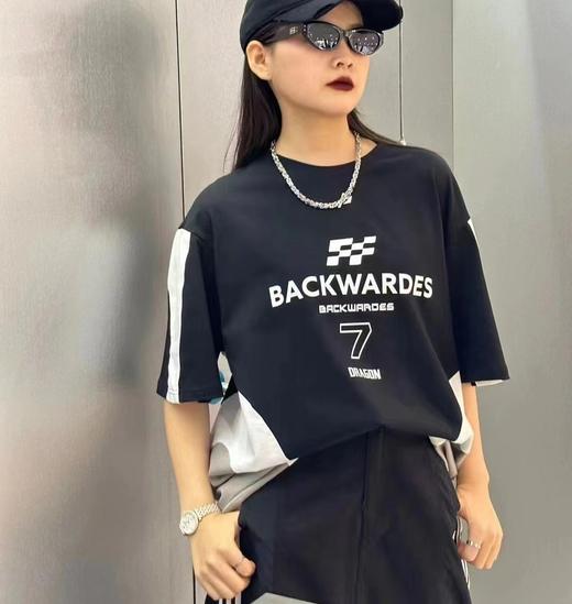 3-16GD拼接撞色宽松运动短袖T恤40520（黑） 夏季 142180080321 商品图1