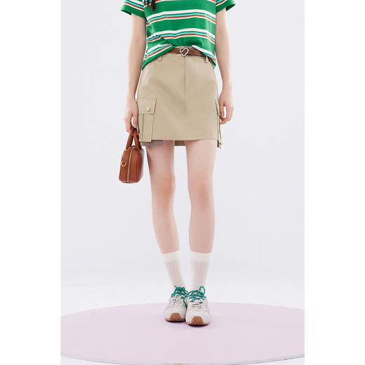 【严选】诗凡黎工装风a字半身裙2024夏新款通勤风小个子高腰显瘦流行短裙SF7140781 商品图0