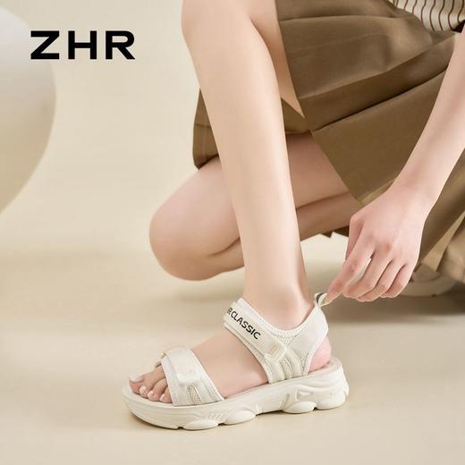ZHR则则魔术贴运动凉鞋女2024夏季新款休闲百搭松糕厚底沙滩鞋女 商品图7