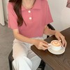【百搭优雅POLO领短袖】2024年新款秋冬韩版宽松显瘦百搭学生短袖t恤女纯色POLO领上衣潮,纯色POLO领设计，百搭又显瘦，简单而不失风格。ry 商品缩略图1