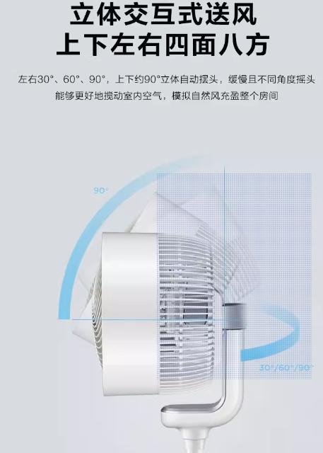 艾美特空气循环扇家用电风扇静音台立式涡轮对流落地电扇FA23RD22 商品图2
