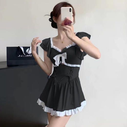 【泳衣女连体新款】可爱少女连衣裙 保守显瘦收腰 泡温泉纯欲风泳衣  商品图3