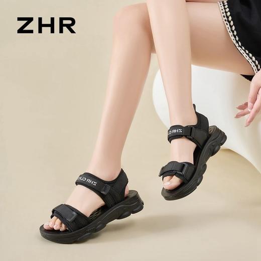ZHR则则魔术贴运动凉鞋女2024夏季新款休闲百搭松糕厚底沙滩鞋女 商品图9