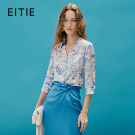 EITIE爱特爱夏款新品V领显瘦印花衬衣7409111