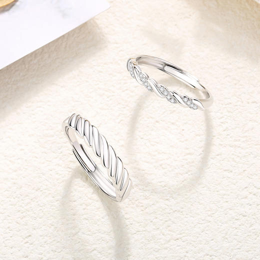 【爱意缠绵】S925银麻花情侣戒指【JHY-C000747B】 商品图2