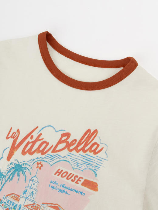 COCO ZONE "加州落日”夏季撞色圆领短袖T恤休闲百搭上衣CC2B1104 商品图4