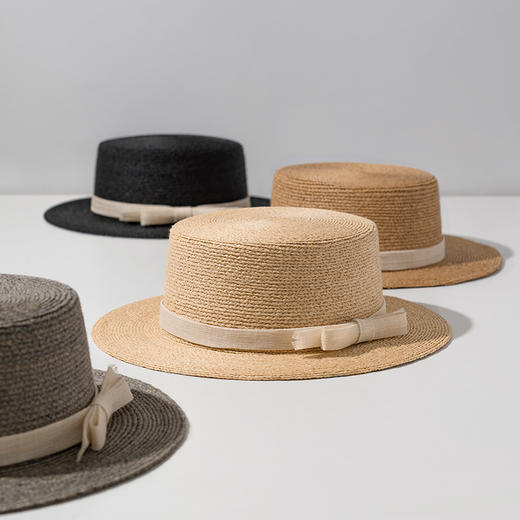 CP106疯帽子法式简约小清新蝴蝶结礼帽透气遮阳拉菲草海边出游帽子女 商品图3