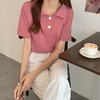 【百搭优雅POLO领短袖】2024年新款秋冬韩版宽松显瘦百搭学生短袖t恤女纯色POLO领上衣潮,纯色POLO领设计，百搭又显瘦，简单而不失风格。ry 商品缩略图6
