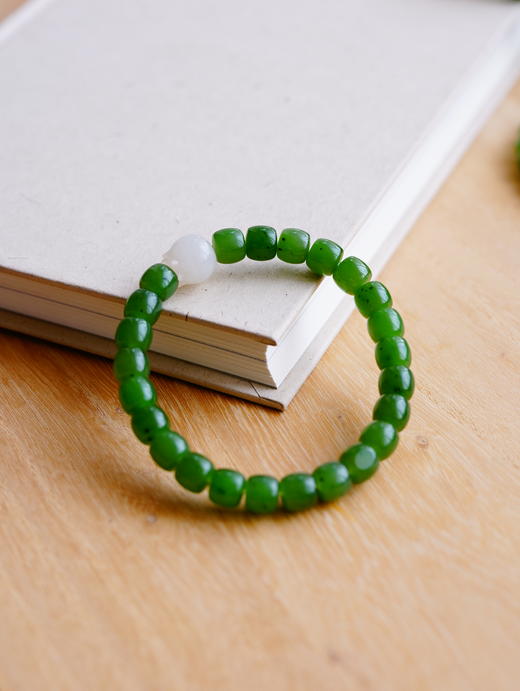 绿一样自由 · 青萝·和田碧玉籽料手串【 嘉石285】 商品图7