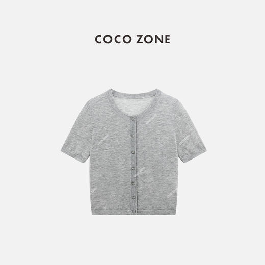 COCO ZONE”100水溶羊毛“藏不住一点圆领针织开衫单排扣短袖上衣CC2B1127 商品图1