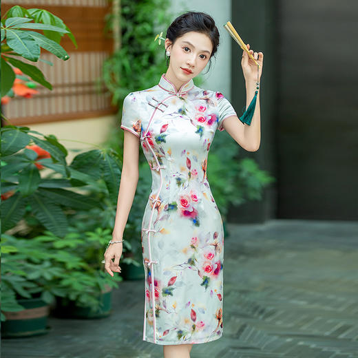 真丝旗袍小个子福音短款宴席送考日常可穿WXG 商品图3